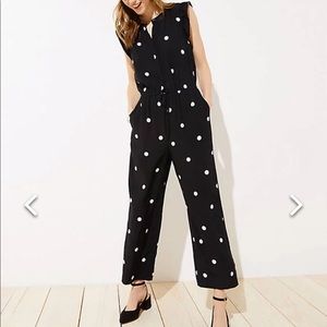 LOFT Flutter Sleeve Polka Dot Jumpsuit